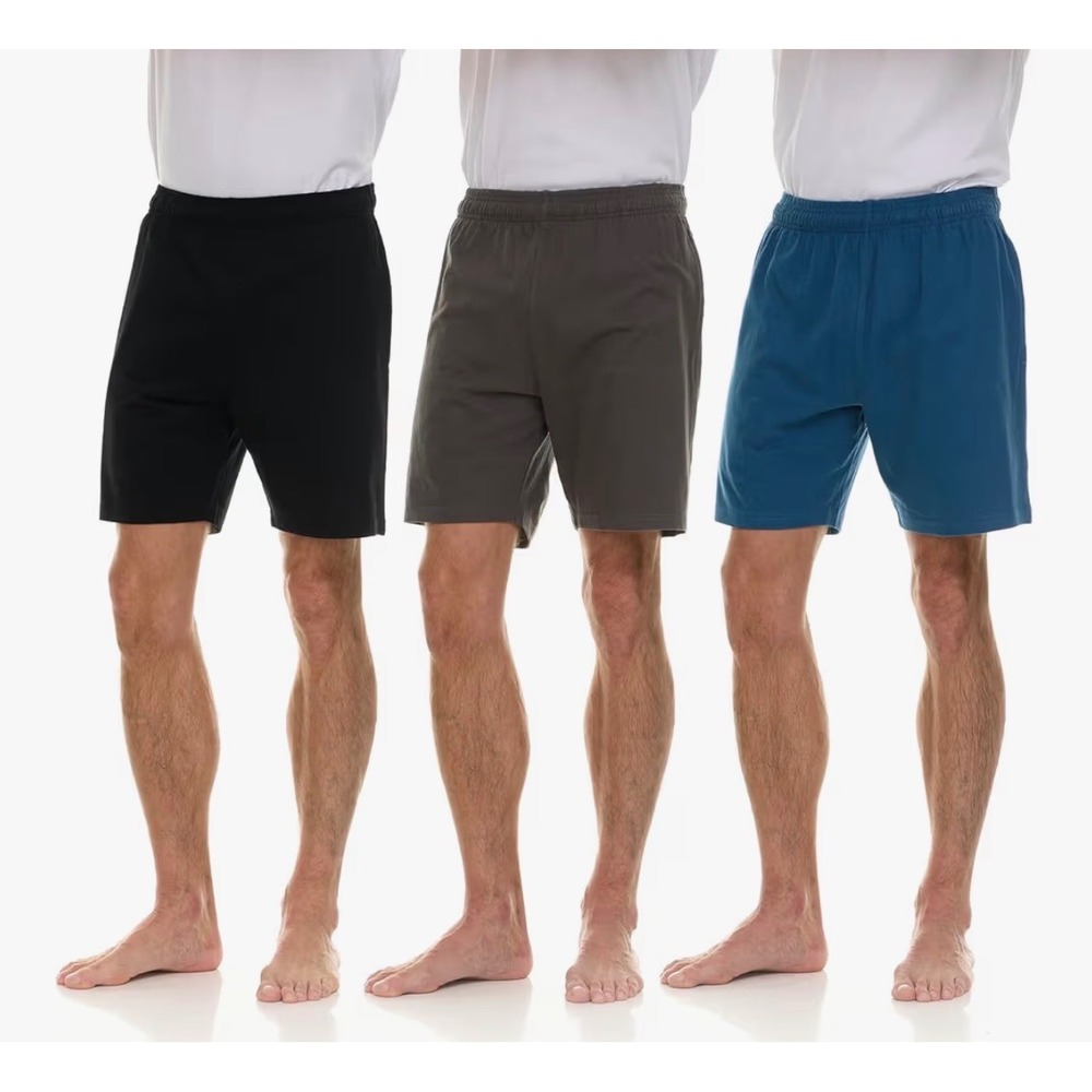Essential Elements 3 Pack Mens  Shorts 100% Cotton Lounge Athletic Pajama Shorts